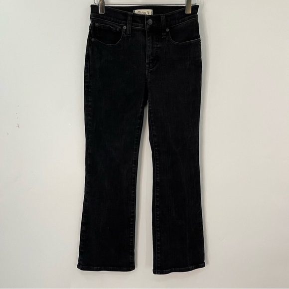 Madewell 25P Kick Out Crop Jeans petite black 0420 Midrise solid flare - Picture 4 of 12